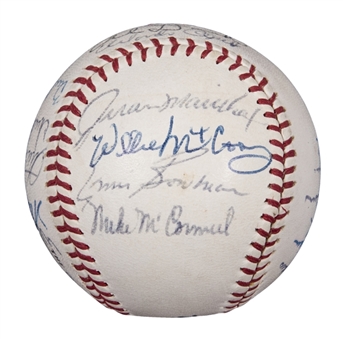 1962 National League Champion San Francisco Giants Team Signed ONL Giles Baseball With 25 Signatures Including Mays, Cepeda, McCovey, Marichal & Perry (Beckett)